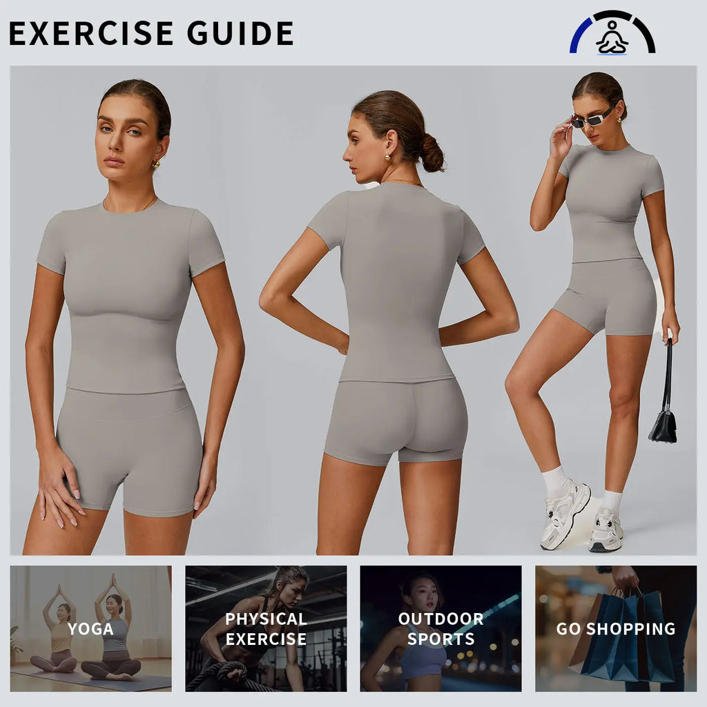Tenwolf 2-Piece Boat Neck Open-Back Workout Set, Shaping Support, Breathable Quick-Dry, Yoga, Gym, Athletic Women’S Backless Tank Top Set, Sports Fitness Wear with Tummy Control Sweat Suit